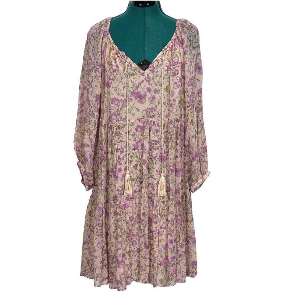 Sundance Tiered Lavender Floral Midi Dress Small Peasant Flowy Boho